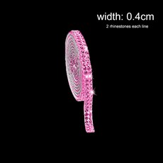 자체 접착 크리스탈 라인석 스티커 다이아몬드 리본 DIY 예술 공예 자동차 전화 장식, [40] pink 1 yard 0.4cm, 1개
