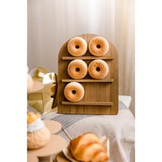 甜品台蛋糕台展示架，原木甜點架，適用於婚禮迎賓、派對裝飾，多功能餐桌佈置, 甜甜圈架, 1個