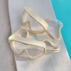 자체제작/김서림방지 감성 고글 수경 와이드 물안경 스윔고글, 크림+케이스, 1개