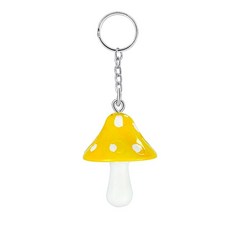 2 버섯 키체인 핸드메이드 컬러풀 레진 재미있는 만화 음식 공예 선물 여성용 세트, 옐로우