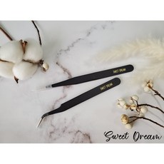 Sweet Dream 美甲工具 鑷子, 1個, 黑色,彎夾