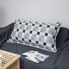 (커버만) 대형 등쿠션 커버 등받이쿠션커버 쿠션커버 110X60, 대형 쿠션 커버(커버만), 체크스타, 블랙