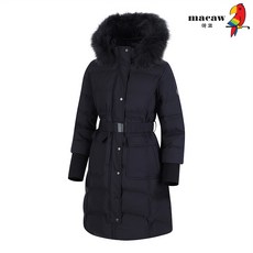 (여성)퍼 배색 디자인벨티드 구스다운 롱 점퍼_MMW4DJ22