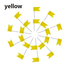 100 개/몫 플래그 모양 긴 핀 압정 컬러 코르크 보드지도 홈 오피스 벽 엄지 압정 장식 도구에 대 한 압정, 02 yellow
