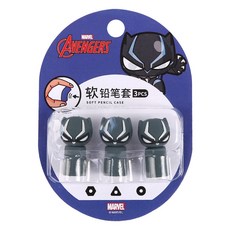 卡通造型筆帽 軟膠鉛筆套 維尼熊/漫威系列兒童筆蓋 鉛筆保護套 嗨購文具, 1個, 黑豹