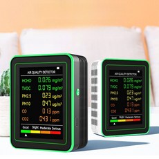 6in1 미세먼지 측정기 공기질 측정 CO2 포름알데히드 온도 습도, 6in1- 블랙그린(온도및습도)