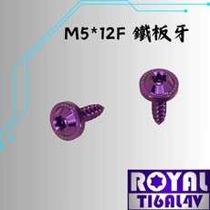 ROYAL M5*12F 鐵板牙 鈦合金飛碟頭螺絲 皇家紫, 1個
