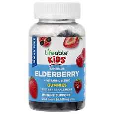Lifeable Kids Sambucus Elderberry + Vitamin C & Zinc Gummies Berry 60 Gummies, 1개