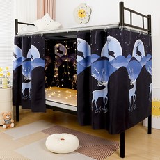 프린세스 침대 캐노피 - 이중 레이어 암막시어 커튼 | 디테일 이층 룸 디바이더가 있는 대학 기숙사