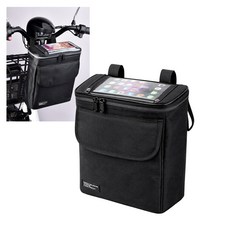 自行車前掛包 手機觸屏 大容量 適用於電動車單車嬰兒車, 黑色, 1個