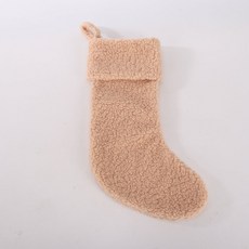 新品聖誕節裝飾品加厚泰迪絨聖誕襪聖誕樹掛件聖誕禮物袋, 卡其色, 1個