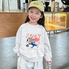 (기모선택) 키즈 맨투맨 귀여운 주디 캐릭터 어린이 긴팔 상의 아동 봄옷 남아 여아맨투맨, 160cm, 화이트그레이
