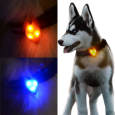 강아지 애견 반려견 야광 LED 목걸이 넥밴드 야간산책 펜던트 목줄 불빛라이트 블링커, 레드, 1개