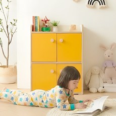 AAHUT 토리움 교구장 유아 아기 2단 책장 4칸 아이방 책장 어린이 600, 옐로우