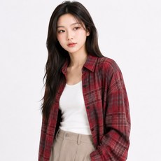 하미하미 여성 체크남방