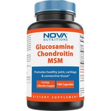 Nova Nutritions Triple Strength Glucosamine Chondroitin MSM 2600mg/Serving Capsules Supports Heal, 1개, 180정