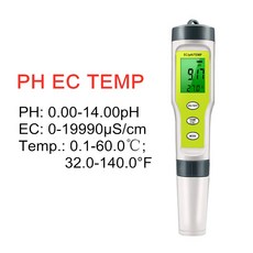 다기능 수질 테스터 PH/TDS/EC/염분도 수영장 수족관 용 LCD 디지털 수순도 온도 측정기, 08 PH EC TEMP B, 1개