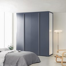 보루네오 네오 작은방 붙박이장 맞춤가구 여닫이 230cm, 인디고블루