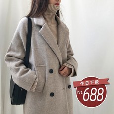 韓版修身顯瘦長版大衣外套 女裝上衣, 【J102】黑色