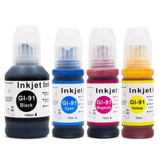 잉크다파라 캐논 호환잉크 GI-91 세트, 1세트, 검정+파랑+빨강+노랑