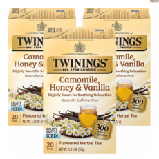 트와이닝 허브차 캐모마일 꿀 & 바닐라 카페인 무함유 개별 포장 티백, 1.6g, 20개입, 3개
