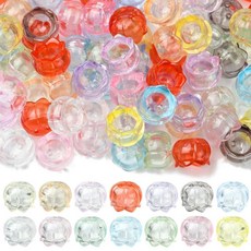 KitBeads 야광 아크릴 비즈 캡 100개 벨 플라워 비즈 야광 꽃무늬 비즈 열쇠고리 주얼리 제작 팔찌 크래프트용, KitBeads 야광 아크릴 비즈 캡 100개, 벨 플