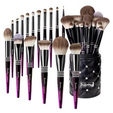 우아한 디자인 홀더 케이스가 포함된 뷰아트 16 메이크업 브러시 세트 파운데이션용 프리미엄 울트라 소프트 프로페셔널 브러시 블러셔 파우더 형광펜 컨투어 섀도우, Black-purple gradient color, 1개