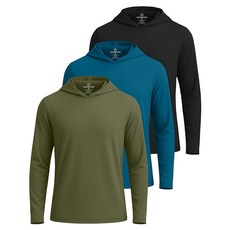 Real Essentials 3팩: 남성용 드라이 핏 위킹 긴소매 낚시 액티브 후드 풀오버 스웨트셔츠 (빅 & 톨) 세트 12 XXL