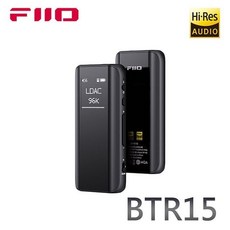 FiiO BTR15 藍牙音樂接收器 雙 DAC 晶片 aptX-HD LDAC MQA 解碼, 黑色, 1個