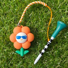 골프티걸이 꽃모양 티꽂이 플라워 해바라기 2종세트 귀여운 골프용품 골린이 선물, 1개, 주황