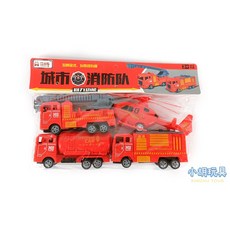 小胡玩具 4入城市消防/工程車隊 迴力車 兒童玩具, 1個, 消防車隊