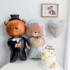 이벤트홀릭 곰돌이 신랑신부 결혼기념일 풍선 세트, 1개, 03.WEDDING DAY세트