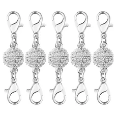 랍스터 걸쇠 커넥터가 있는 마그네틱 걸쇠 보석 제작용 원형 볼 마그네틱 걸쇠 DIY 팔찌 목걸이 5 세트/로, 03 10mm, 06 silver