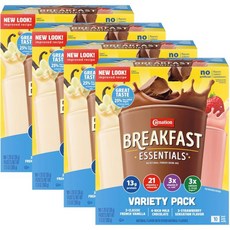 : 카네이션 아침 에센셜 파우더 음료 믹스 버라이어티 팩 완전 영양 음료 1.26온스 10개 카운트 박스 (4개 팩)