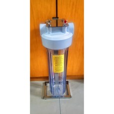 小江淨水設備 台灣製造 20英吋大胖不鏽鋼腳架 一英吋牙側身 強化濾水器, 大胖單道白蓋透殼,不加購立布和奶嘴接頭, 1個