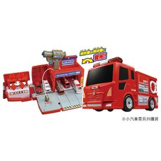 TOMICA 交通世界 變形消防局，可搭配TOMICA小車，兒童玩具，消防救援場景模擬, 1個, 紅色
