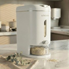 LOVCHO 원터치 투명창 밀폐 쌀통, 1개, 그레이