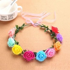 9송이 9색상 화관 머리띠 머리화환 꽃밴드 T 0428 9, 본상품