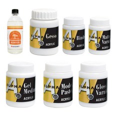 [오피스스쿨] 알파 아크릴 보조제 200ml/250ml/500ml 젯소 바인더 리무버 그로스 바니쉬 겔미디엄 모델링 페이스트 매트 바니쉬 물감보조제, 알파 *베이직 젯소, 250ml