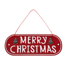 데미무드 메리크리스마스 철제 간판 크리스마스 장식소품, 레드, 1개