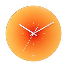 북유럽 석양 벽시계 배터리 작동 뾰족한 바늘 원형 무소음 시계, Orange