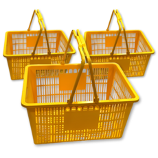 [나코] 플라스틱 쇼핑바구니 손잡이 편의점 마트 시장 쇼핑 매장 장바구니, 특대(노란색), 3개