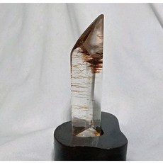 晶棋 白水晶髮晶隨型擺件附實木底座, 1個