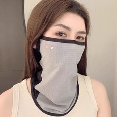 新款防曬面罩男女同款遮陽防紫外線面紗掛耳透氣護頸騎行圍脖, 灰色【防曬面紗】, 1個