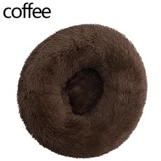 슈퍼 소프트 강아지 침대 라운드 긴 봉제 개집 푹신하고 세탁 쿠, 1.coffee, 1개, D.L-70cm