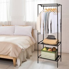 코리아 이동식 스탠드 행거 시스템 옷걸이 드레스룸 선반, 싱글 화이트