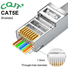 랜케이블 커넥터 RJ45 CAT6 패스스루 CAT7 플러그 모듈러 CAT5E, 100pcs, CAT5E  shielded