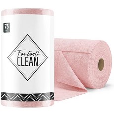 FantastiCLEAN 클린 극세사 클리닝 천 롤 -75팩 TEAR 이어 Away 타월 30.5 x 30.5cm(12 12인치) 재사용 가능 세탁 긁힘 방지 전방 청
