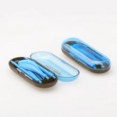 戶外旅行便攜折疊餐具筷子勺收納盒學生兒童成人食品級材料, 天空藍, 1個