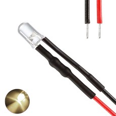 12V 5파이 웜화이트 와이어 LED 고휘도 발광다이오드 DIY 과학 수업 간판 연결 케이블 오토바이 차량 튜닝 절 사찰 장식 수리, 10개